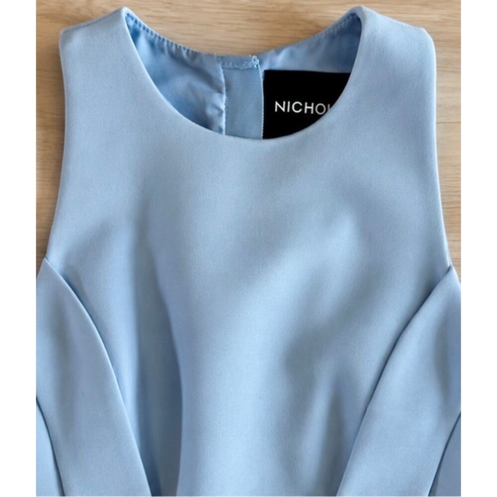 NICHOLAS Powder Blue Cutout Midi Dress Luxe Side Waist Event Cocktail Dress 4 - Picture 8 of 10